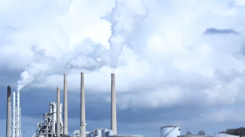 Industrial chimneys in the left side of the frame Stock Footage 36560983
