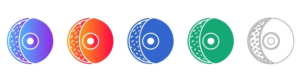 Industrial Circular Grinding Wheel Vector Icons Stock Illustration