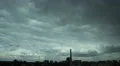 The industrial city landscape with thunderstorm clouds. Fast time lapse 4k or 4k+ Resolution