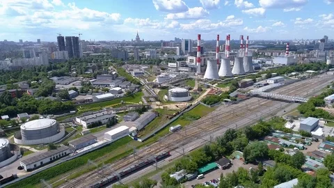Industrial city view Stock Footage