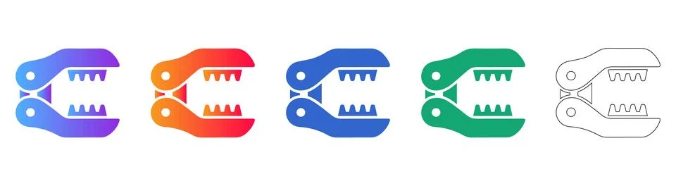 Industrial Clamping Tool Set in Multiple Gradient Styles Stock-Illustration