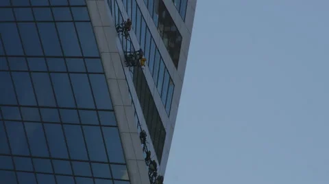 Industrial climber on skyscraper Stock Footage 58605859