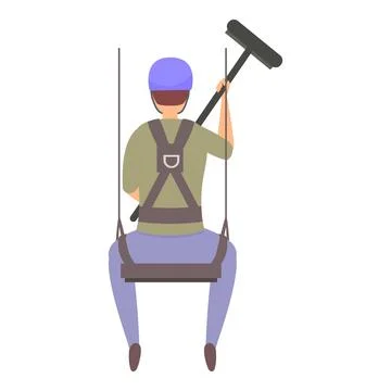Industrial climber working at height on a suspended platform Stock Illustration