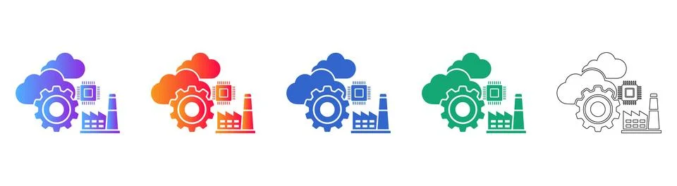 Industrial Cloud Computing and Automation Icons イラスト素材