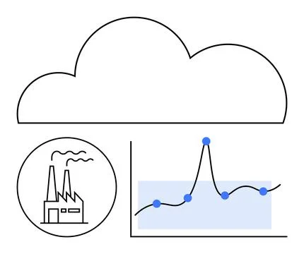 Industrial Cloud Computing Integrating Sustainable Technology with Data Ana.. 스톡 일러스트