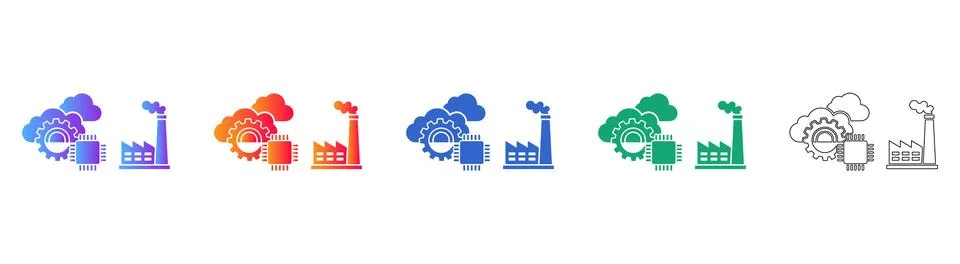 Industrial Cloud Manufacturing and Tech Icons Stock Illustration