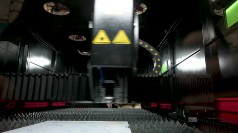 Industrial CNC machine interior with flexible cable management system Stock Footage 310599573
