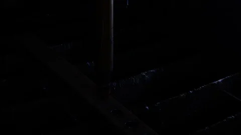 Industrial CNC plasma cutting machine cuts details from steel. Slow motion Stock Footage 122589001