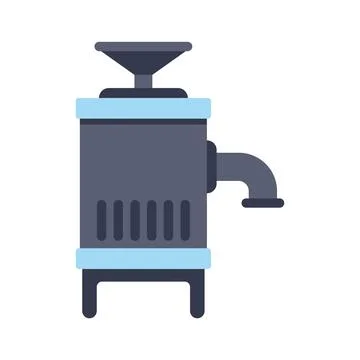 Industrial coffee grinder processing coffee beans for delicious beverages Stock Illustration