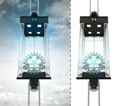 Industrial cogwheel in sky elevator concept also isolated one illustration Stock Illustration