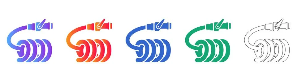 Industrial Coiled Hose Vector Set Stock Illustration
