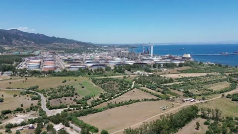 Industrial Complex and Refinery Facilities in Sarroch South Sardinia Stock Footage 341961589