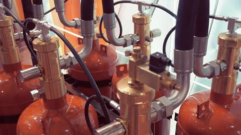 The industrial complex of automatic fire extinguishing Video stock 64736742
