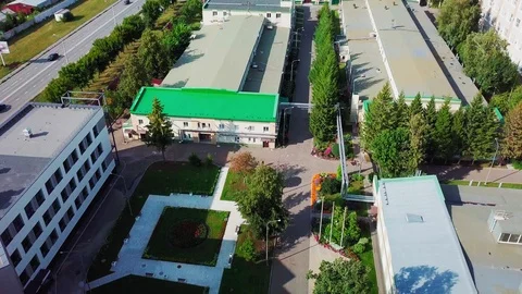 Industrial complex with different buildings panoramic view Stock Footage 122359349