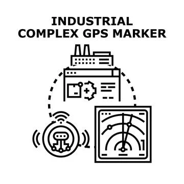Industrial complex gps marker tracking location data concept Stock Illustration