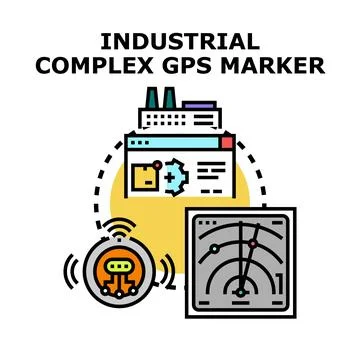 Industrial complex gps marker tracking location data concept Stock Illustration