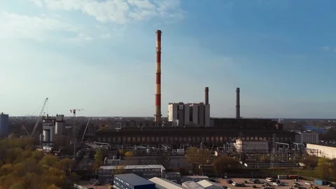 Industrial Complex with Smoke Stack Stock Footage 106265001