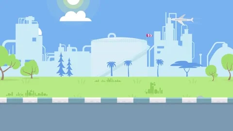 Industrial complex with trees and road factory industry Stock Footage 340471582