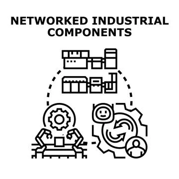 Industrial components networking for smart factory automation concept Stock Illustration