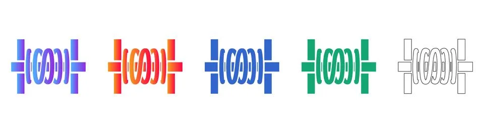 Industrial Compression Spring Component Icons Stock Illustration