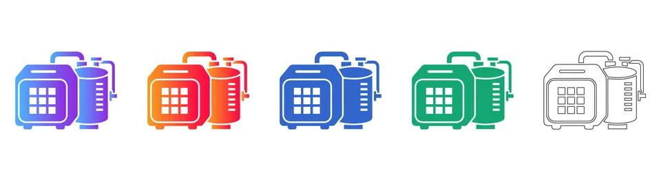 Industrial Compressor System Icon Set Stock Illustration