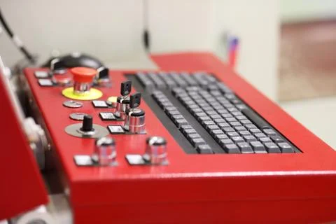 Industrial computerized machine control panel Stock Photos