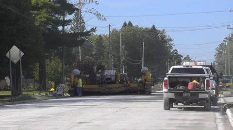 Industrial Consrtuction worker w machine on road 2 스톡 동영상 68015125