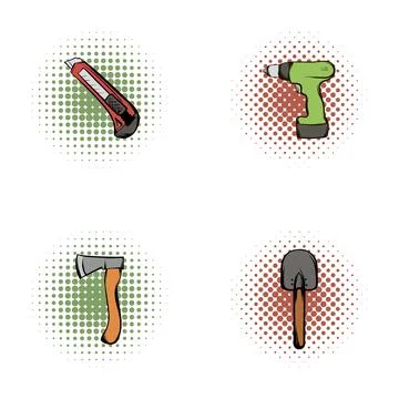 Industrial construction and diy tools icons illustrating work 스톡 일러스트