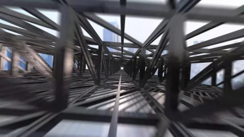 Industrial construction framework flythrough for architecture &amp; engineering Stock Footage 297565259