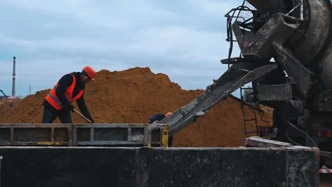 Industrial construction. Pouring the foundation Stock Footage 321003790