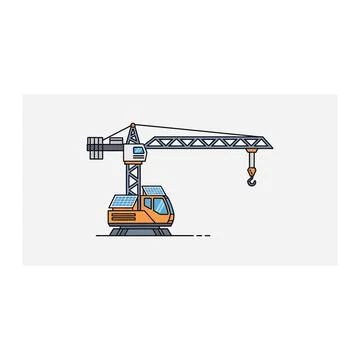 Industrial construction site tower crane lifting equipment icon Ilustración de archivo