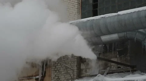 Industrial construction, the steam from the pipe Stock-Footage 59181359