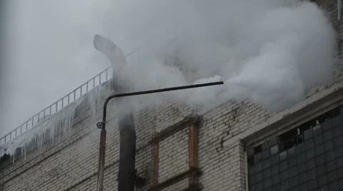Industrial construction, the steam from the pipe 스톡 동영상 59181473