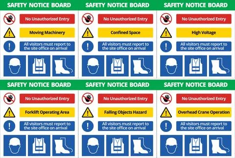 Industrial Construction Warning Sign Board for Workplace Safety Stock Illustration