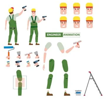 Industrial construction worker, assembly worker, installer profession worker Stock Illustration