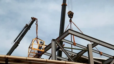 Industrial construction worker frames Stock Footage 90567135