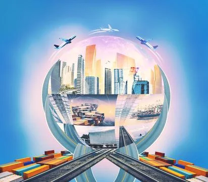 Industrial container cargo freight ship for import or export in port. Abstrac Stock Illustration