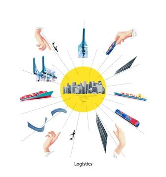 Industrial container cargo freight ship for import or export in port. Abstract Stock Illustration
