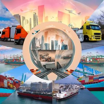 Industrial container cargo freight ship for import or export in port. Abstract Stock Photos