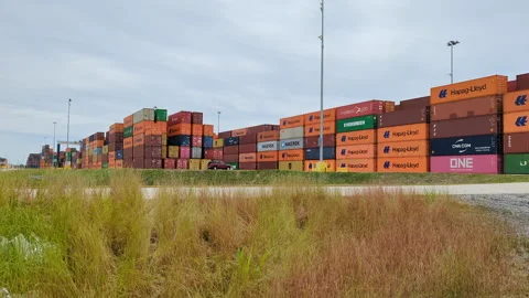 Industrial Container Yard For Logistic Import Export Business. Transportati.. Stock Footage 309787473