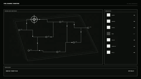 Industrial Control Node Topology HUD Seamless Loop Stock Footage 342557545
