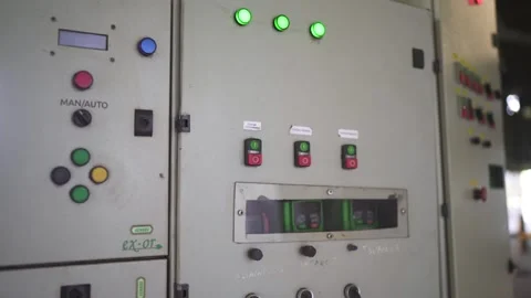 Industrial Control Panel with Buttons and Indicator Lights Stock Footage 318515591