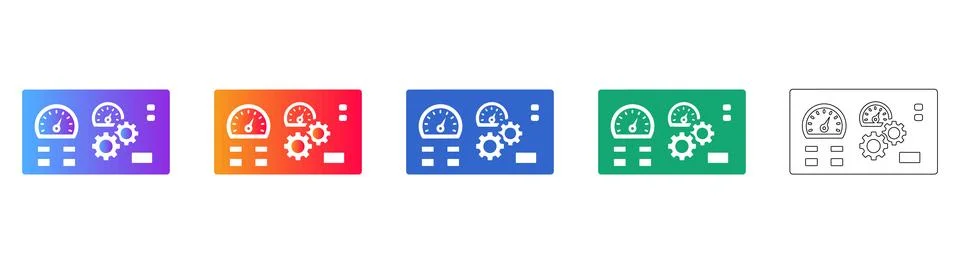 Industrial Control Panel Dashboard Icon Set Stock Illustration