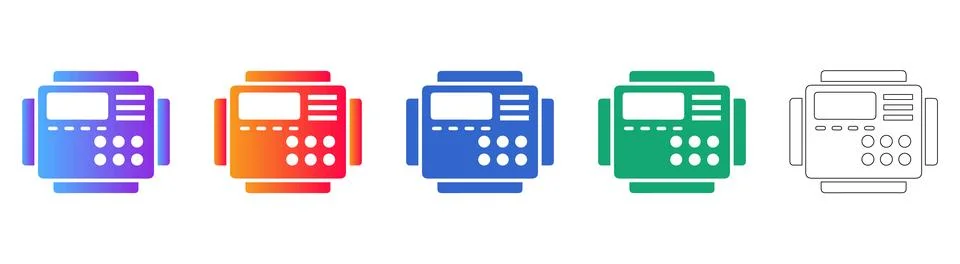 Industrial Control Panel Display Icon Set Stock Illustration