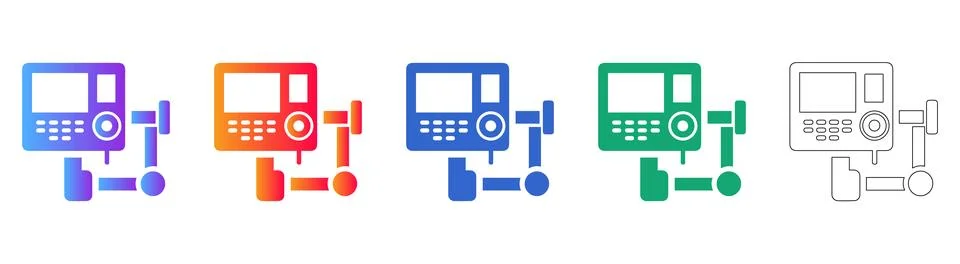Industrial Control Panel Icon Set Vector Stock Illustration