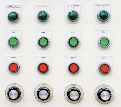 Industrial control panel installation button Stockfoto's
