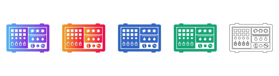 Industrial Control Panel Interface Icons 스톡 일러스트