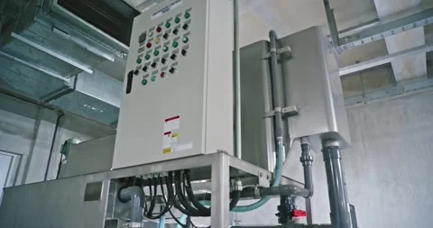 An industrial control panel with multiple buttons Stock Footage 304568584