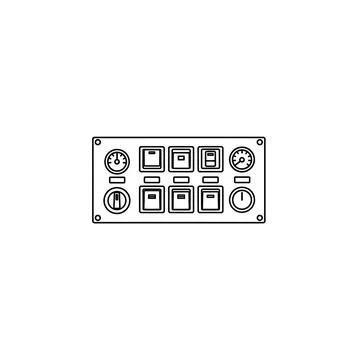 Industrial control panel with outline clocks and frame icons イラスト素材