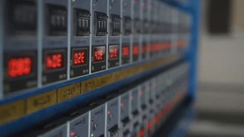 Industrial Control Panel With Red Digits On The Display Showing Parameters Stock Footage 98544198